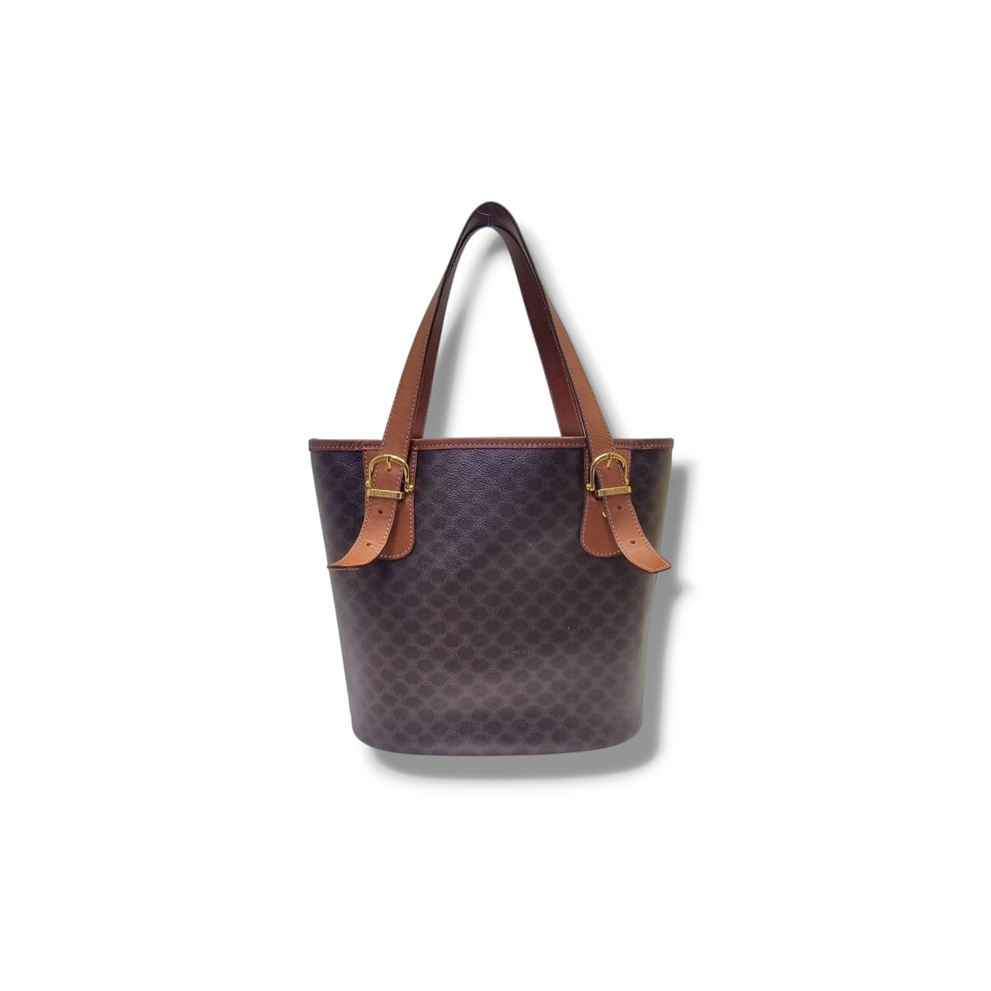 Celine Triomphe Macadam Vintage Shoulder Bag Ghw (Brown)