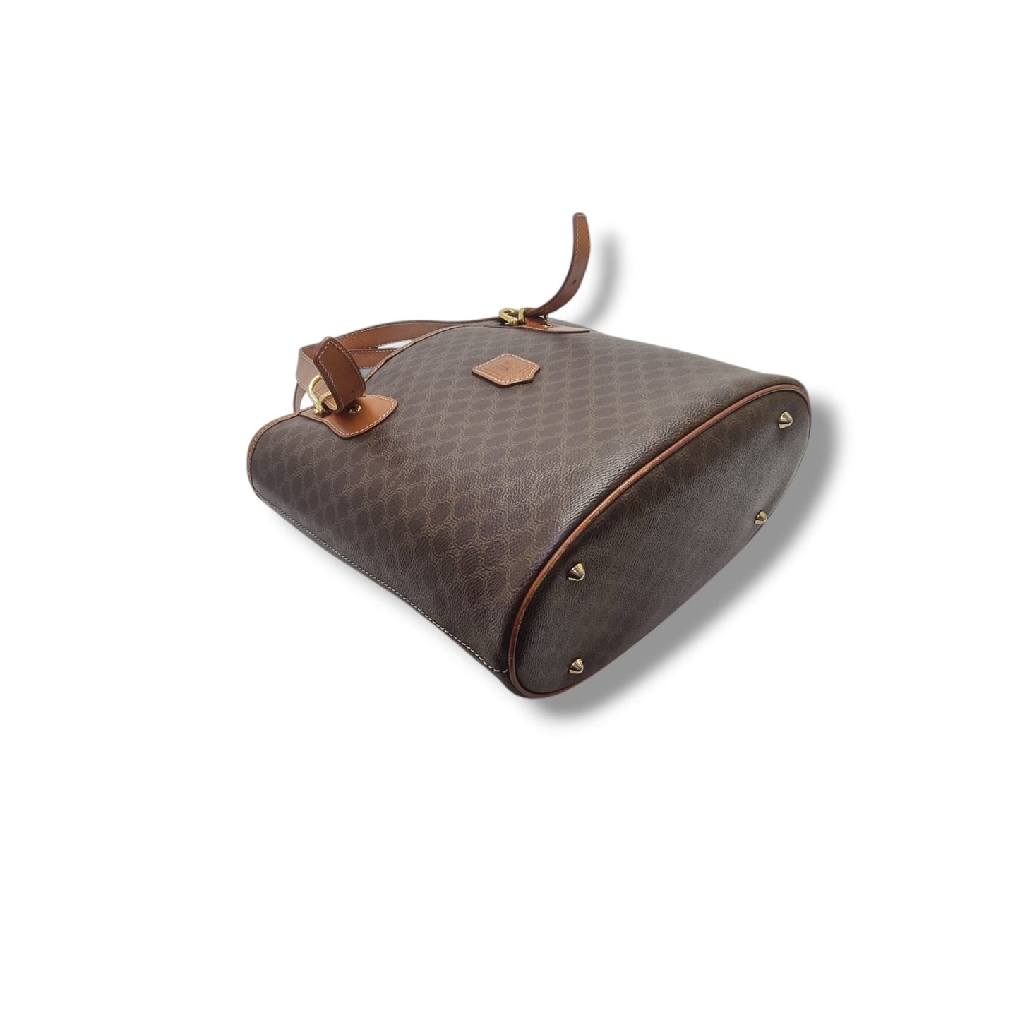 Celine Triomphe Macadam Vintage Shoulder Bag Ghw (Brown)
