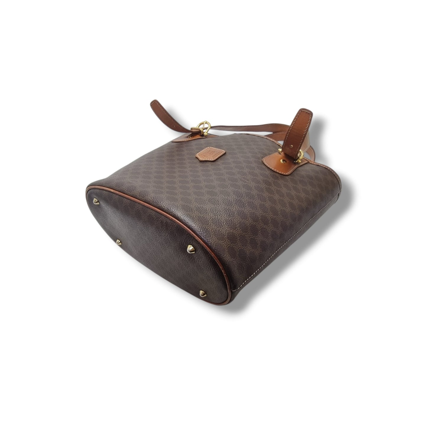 Celine Triomphe Macadam Vintage Shoulder Bag Ghw (Brown)