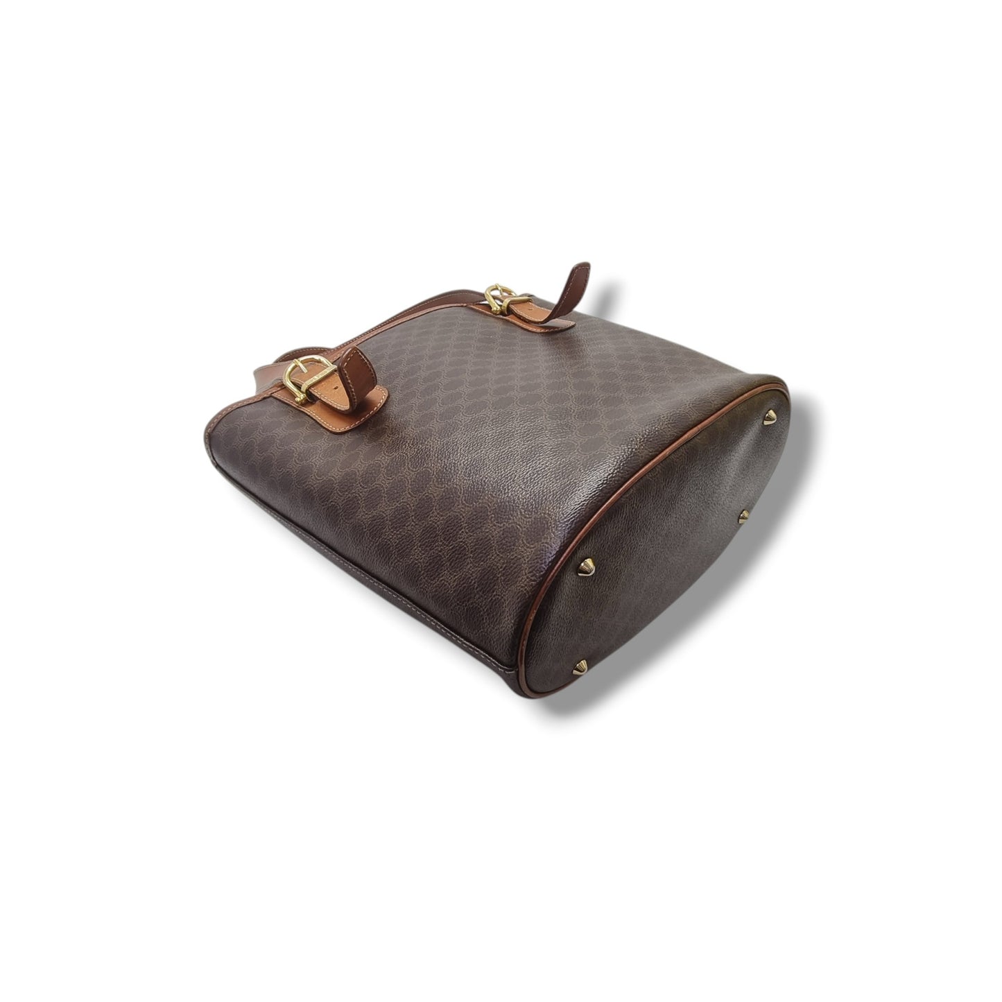Celine Triomphe Macadam Vintage Shoulder Bag Ghw (Brown)