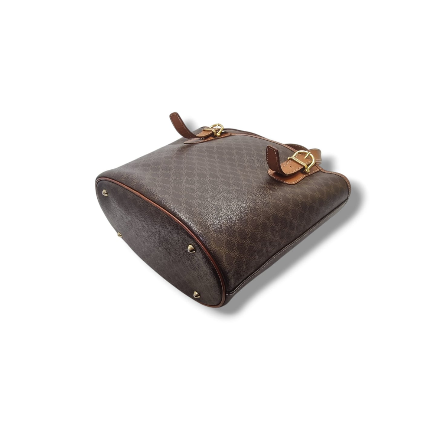 Celine Triomphe Macadam Vintage Shoulder Bag Ghw (Brown)