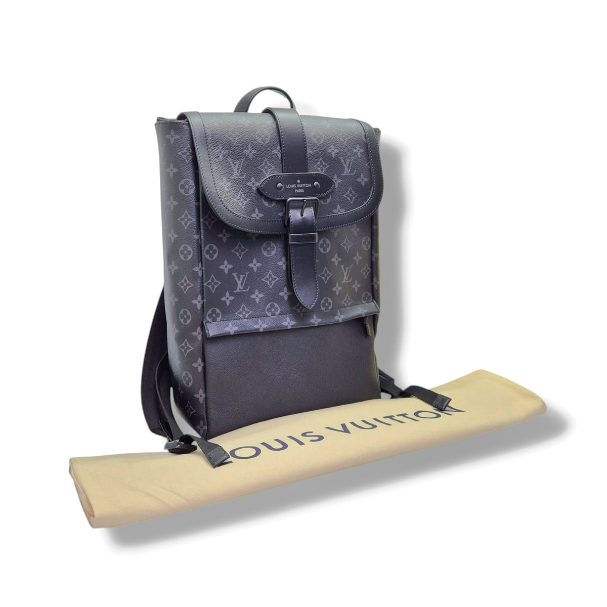 Louis Vuitton Saumur Backpack Monogram Eclipse Matte Black Hw