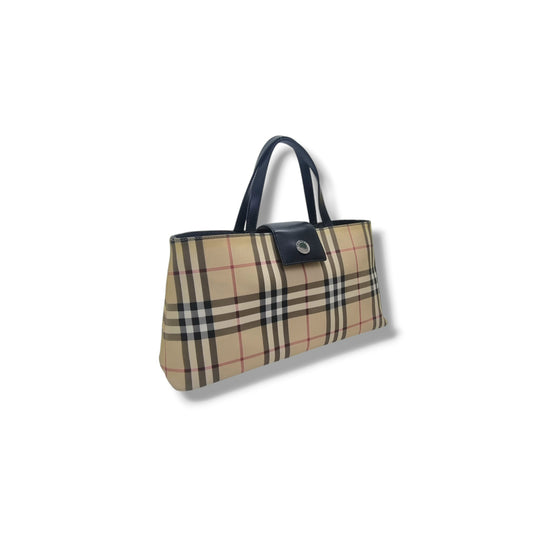 Burberry Horseferry Check Canvas Top Handle Bag Shw (Black)