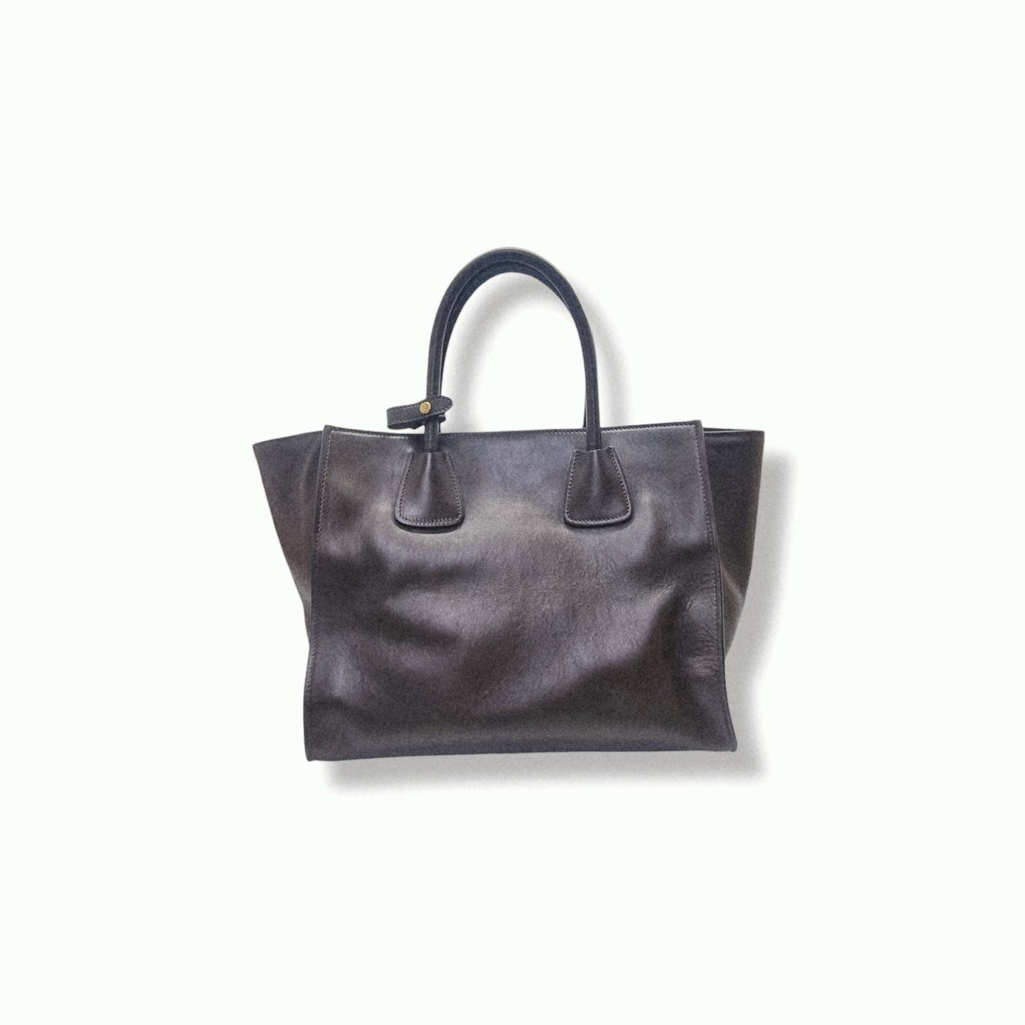 Prada Soft Calf Leather Tote Bag Ghw (Brown)