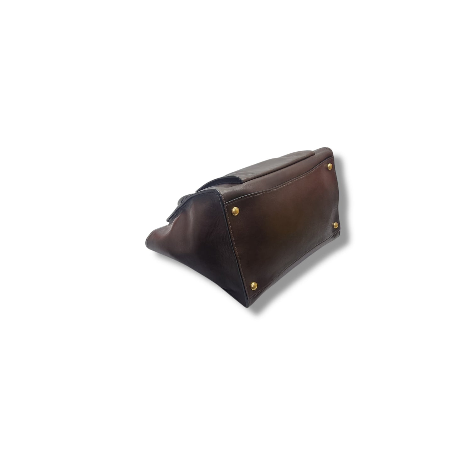 Prada Soft Calf Leather Tote Bag Ghw (Brown)