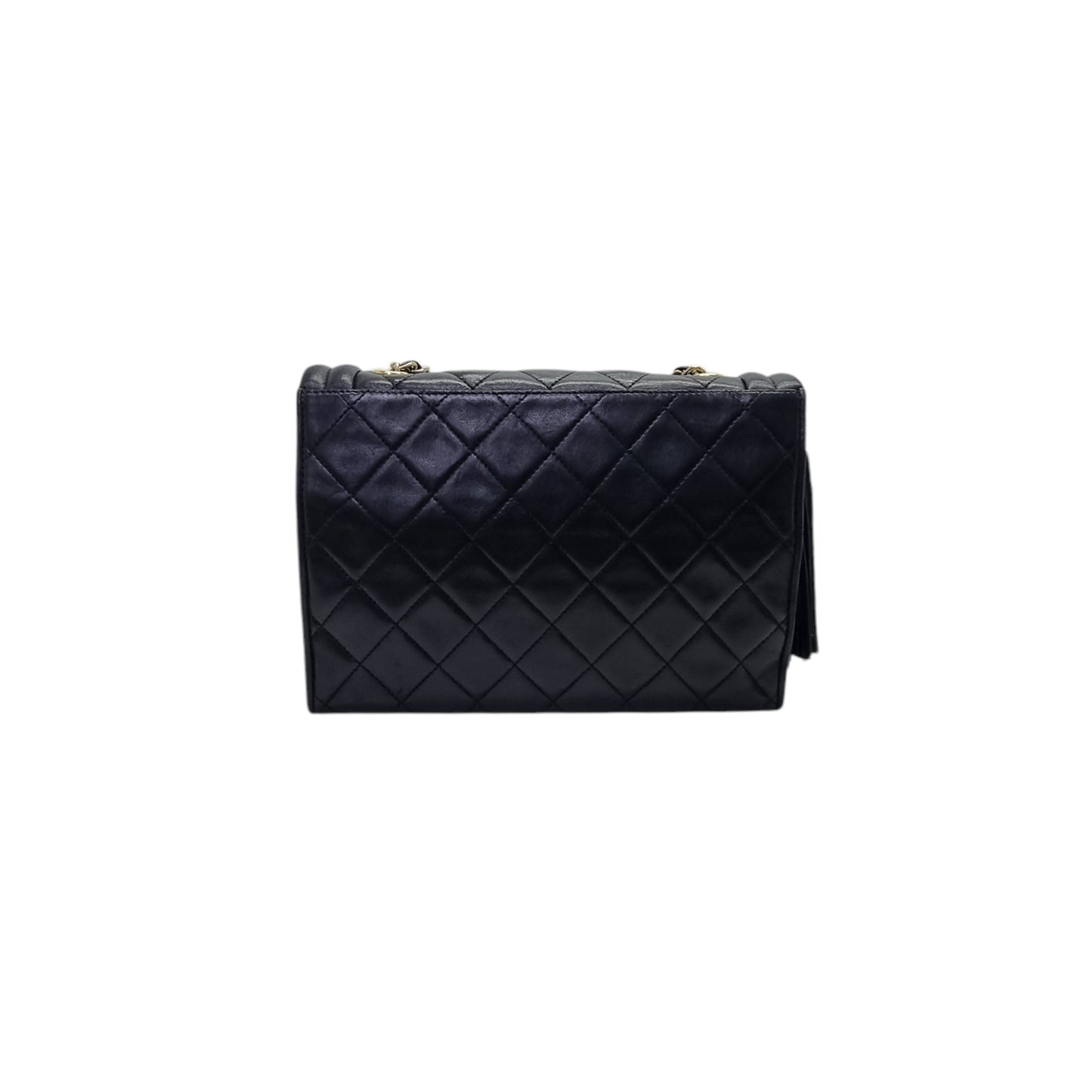 Chanel Vintage Quilted Flap With Tassel Lambskin Ghw (Black)