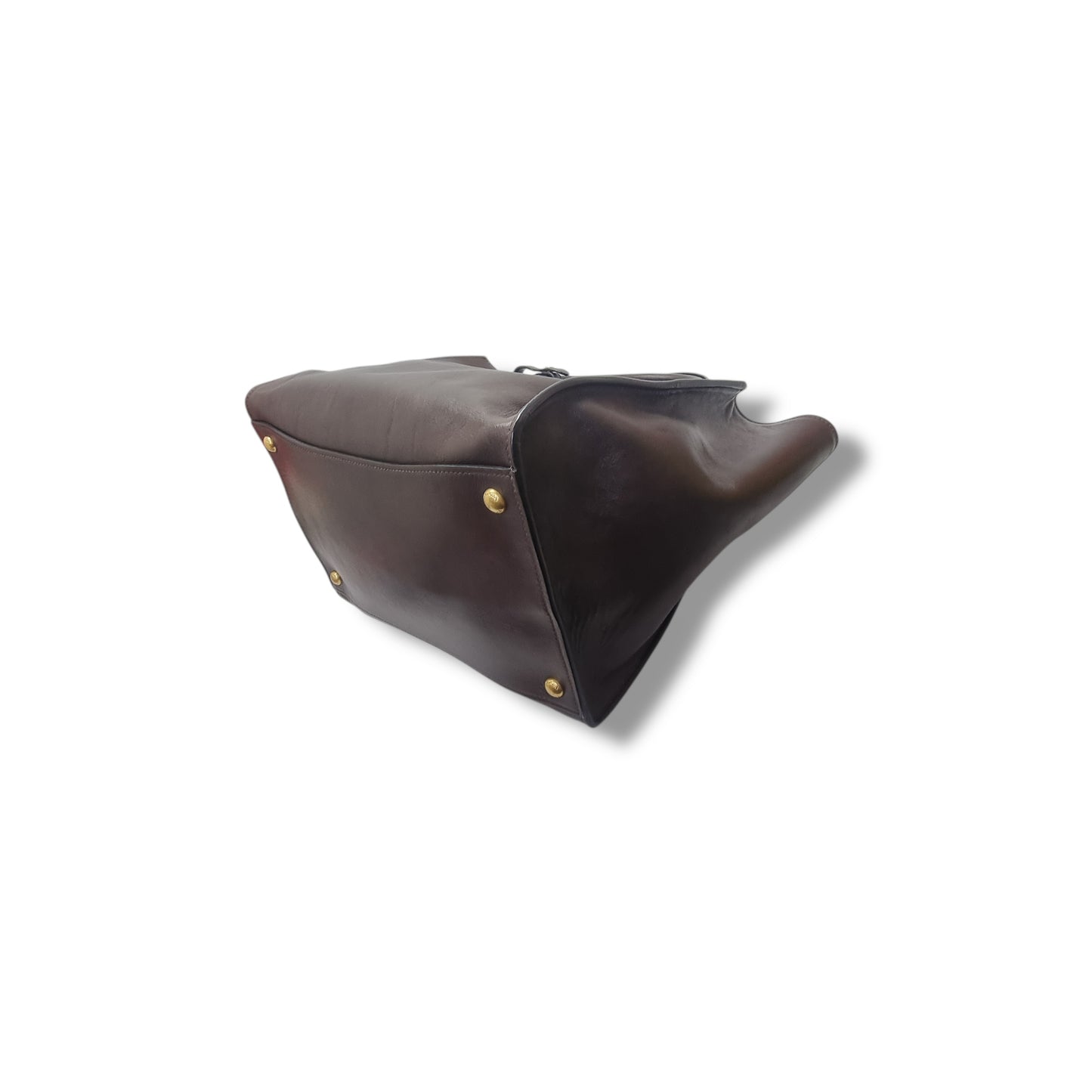 Prada Soft Calf Leather Tote Bag Ghw (Brown)