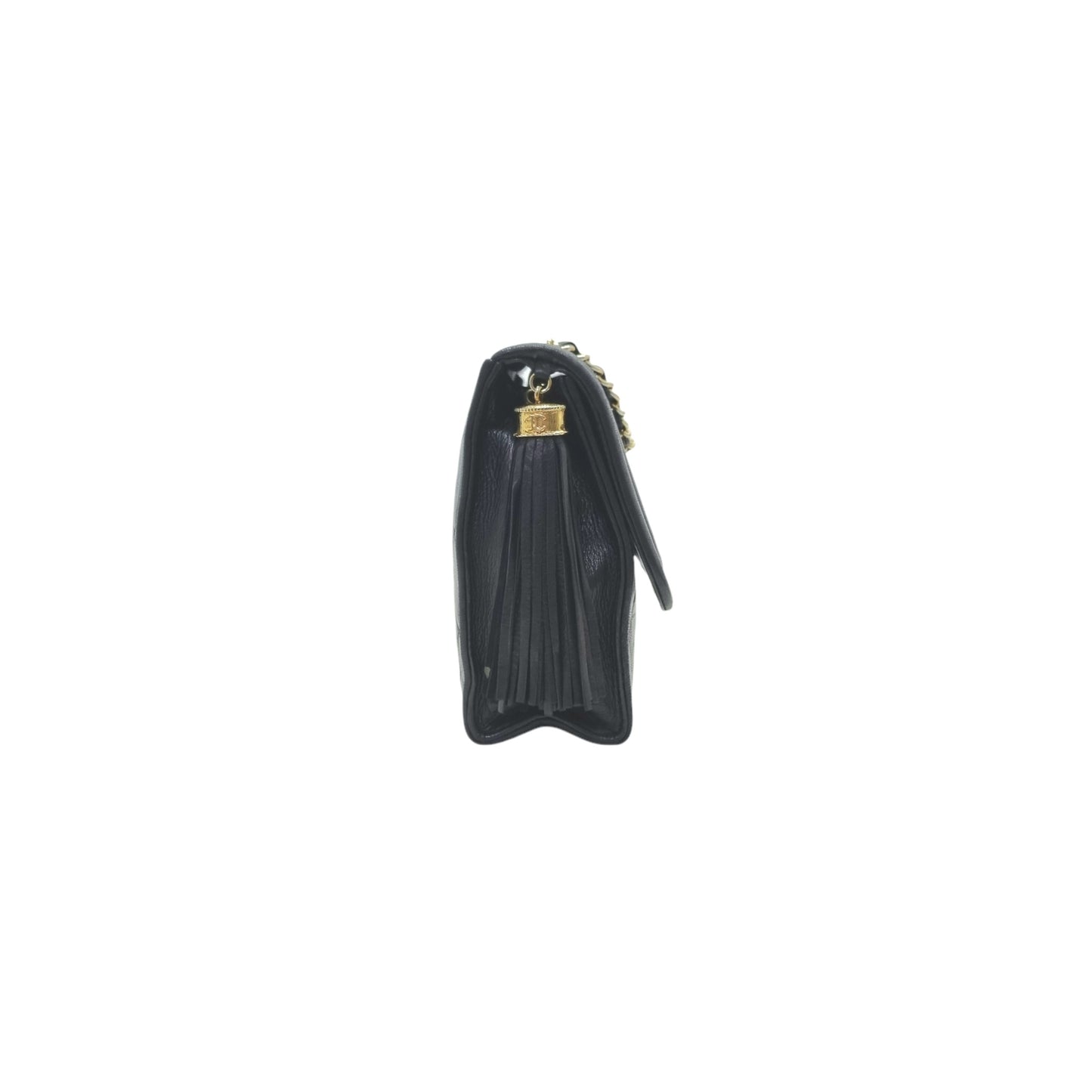 Chanel Vintage Quilted Flap With Tassel Lambskin Ghw (Black)