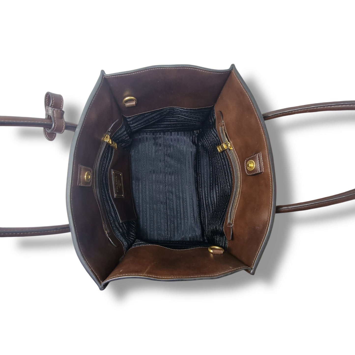 Prada Soft Calf Leather Tote Bag Ghw (Brown)