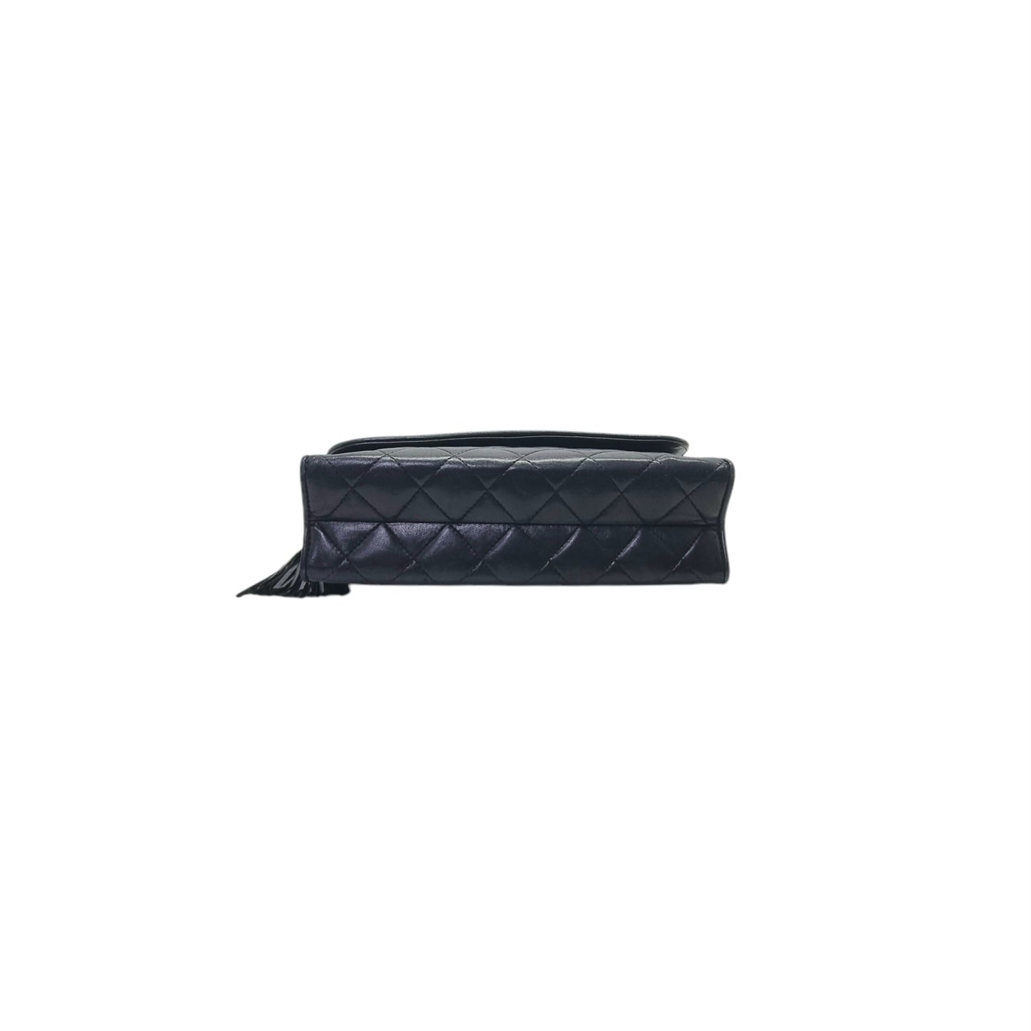 Chanel Vintage Quilted Flap With Tassel Lambskin Ghw (Black)