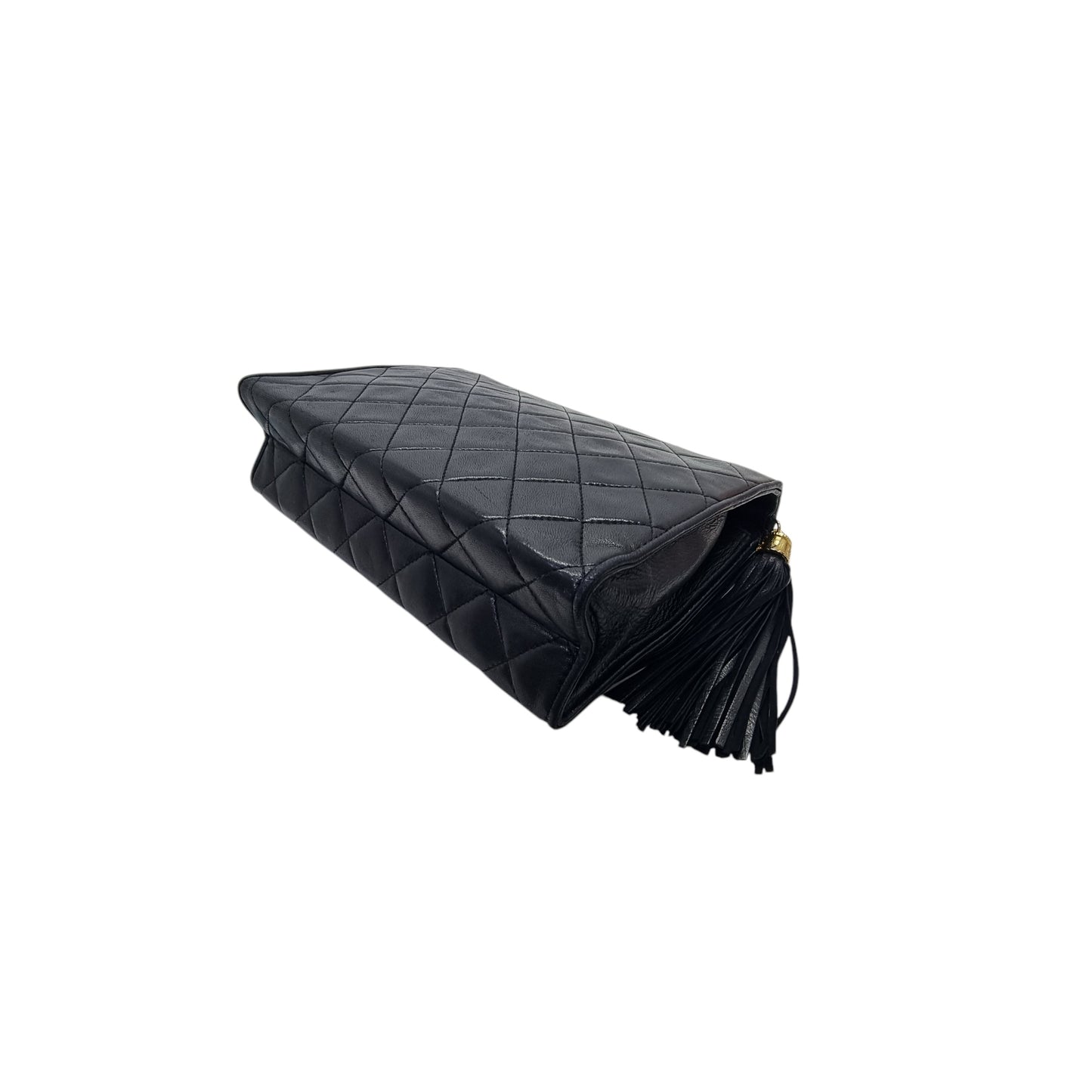Chanel Vintage Quilted Flap With Tassel Lambskin Ghw (Black)