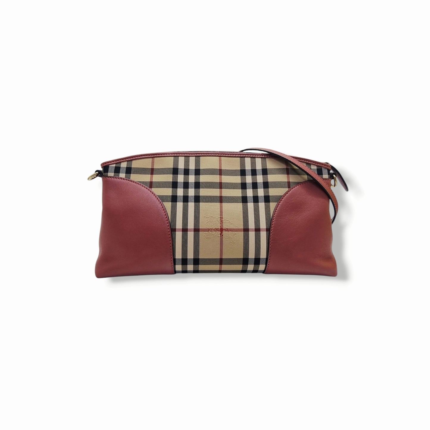 Burberry Horseferry Check Canvas Chichester Crossbody Ghw (Dark Pink)