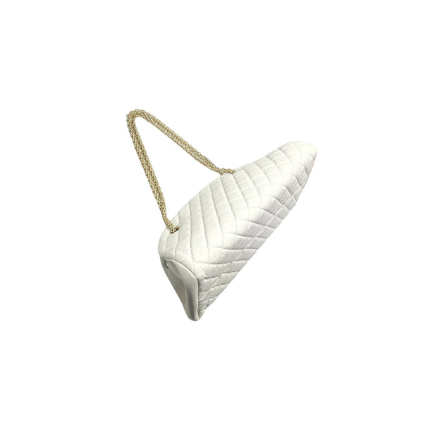 Chanel Mademoiselle Medium Bowling Calf Leather Bag Ghw (White)