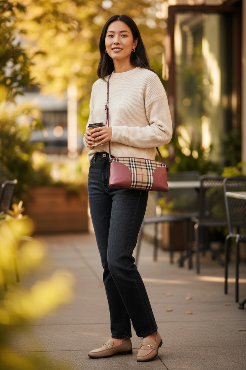 Burberry Horseferry Check Canvas Chichester Crossbody Ghw (Dark Pink)