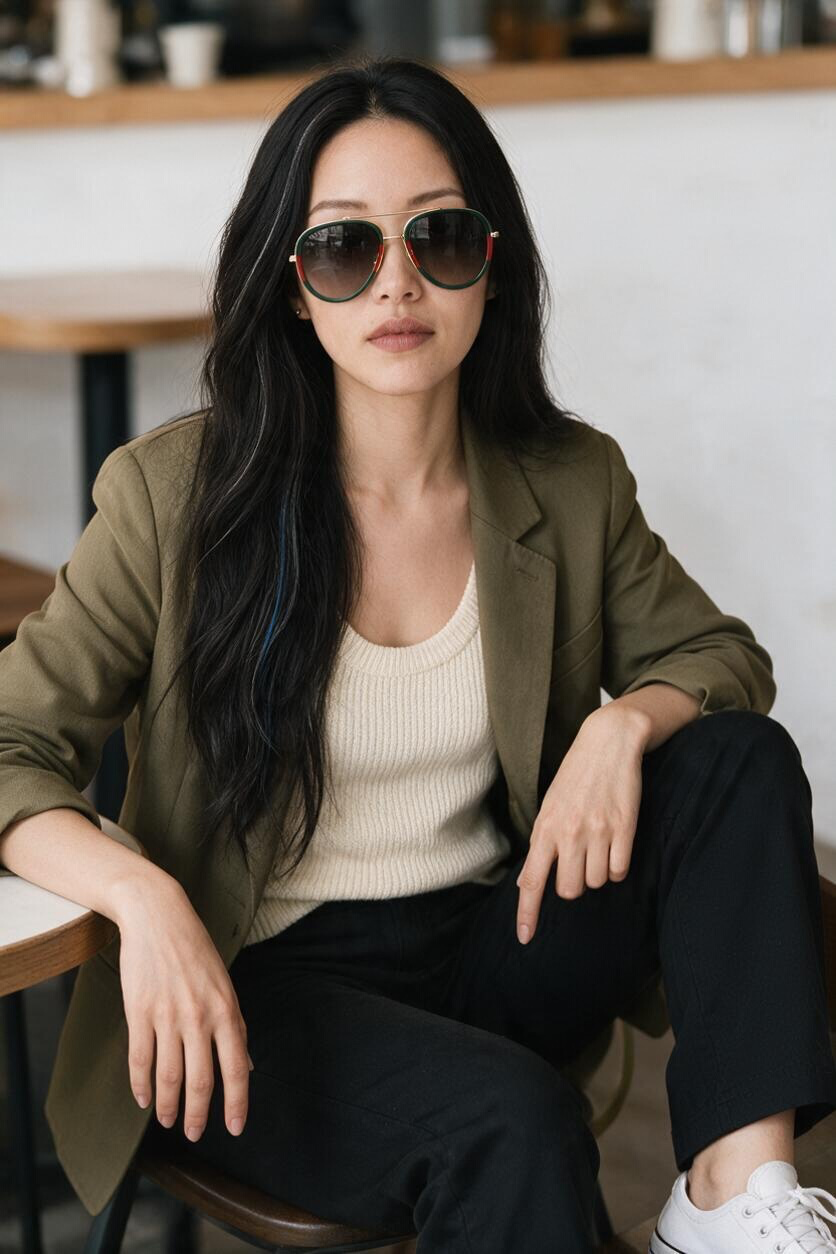 Gucci Sunglasses Web Aviator Ghw (Green/Red)
