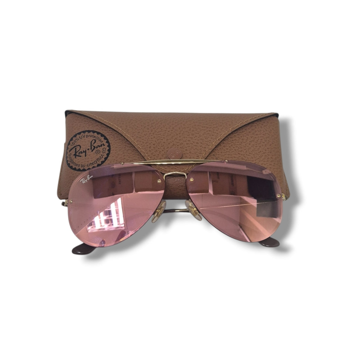 Ray Ban Blaze Aviator Sunglasses (Pink/Gold/Brown)