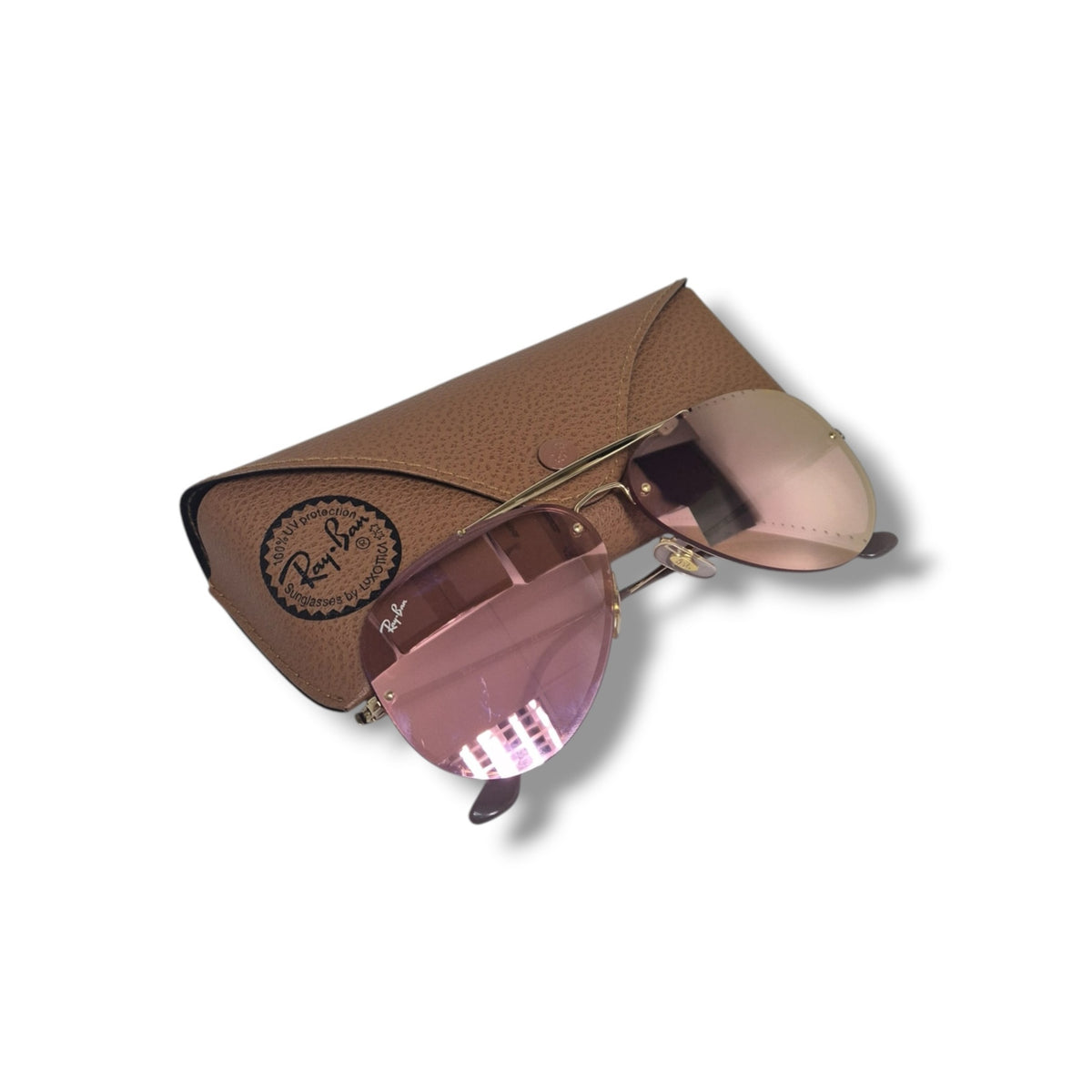 Ray Ban Blaze Aviator Sunglasses (Pink/Gold/Brown)