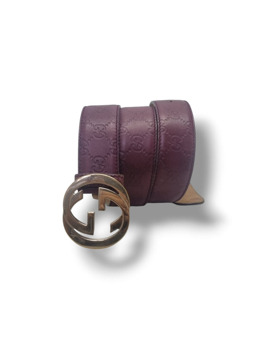 Gucci Guccissima Leather Interlocking G Belt Ghw (Burgundy)
