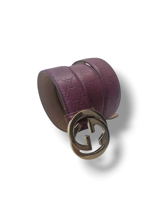 Gucci Guccissima Leather Interlocking G Belt Ghw (Burgundy)