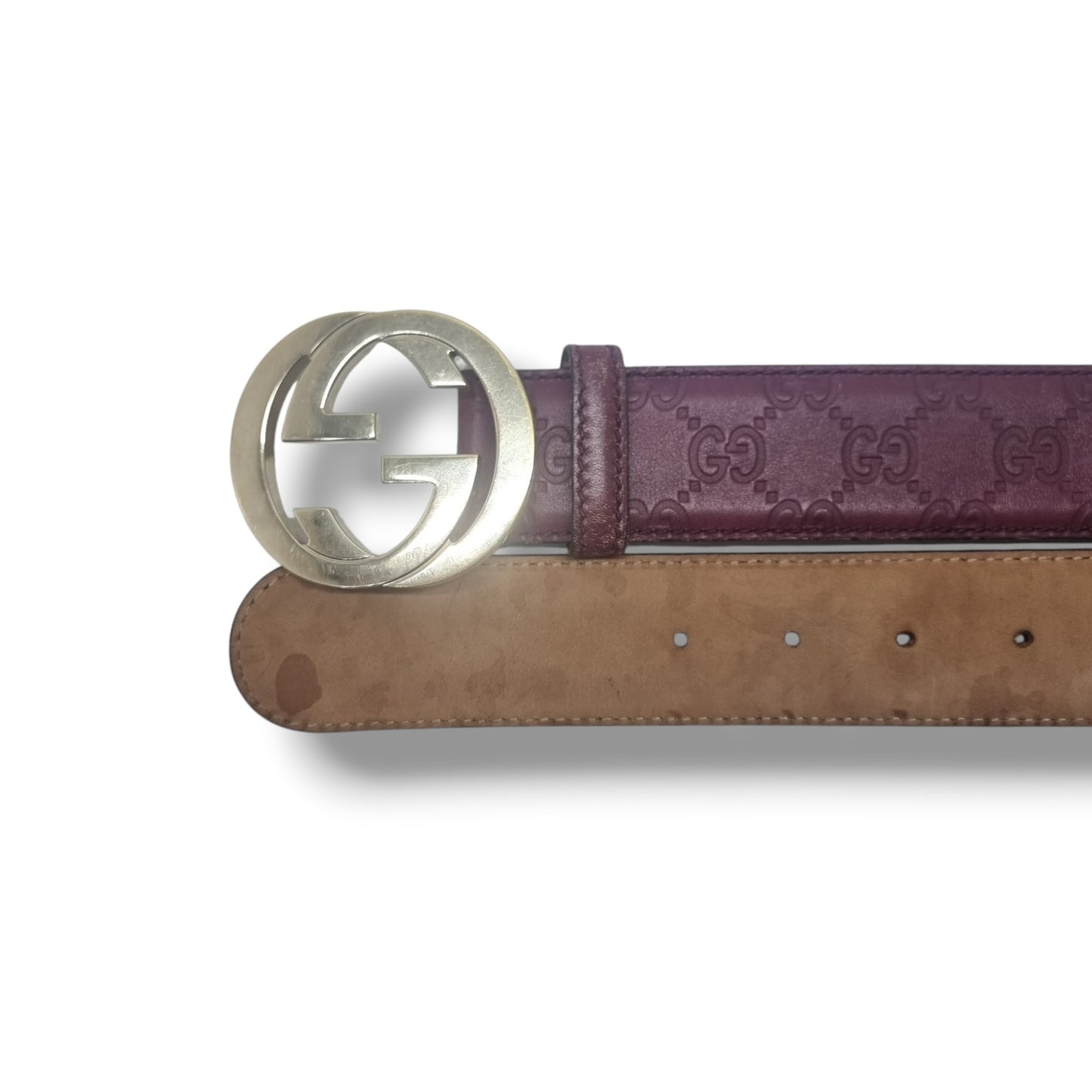 Gucci Guccissima Leather Interlocking G Belt Ghw (Burgundy)