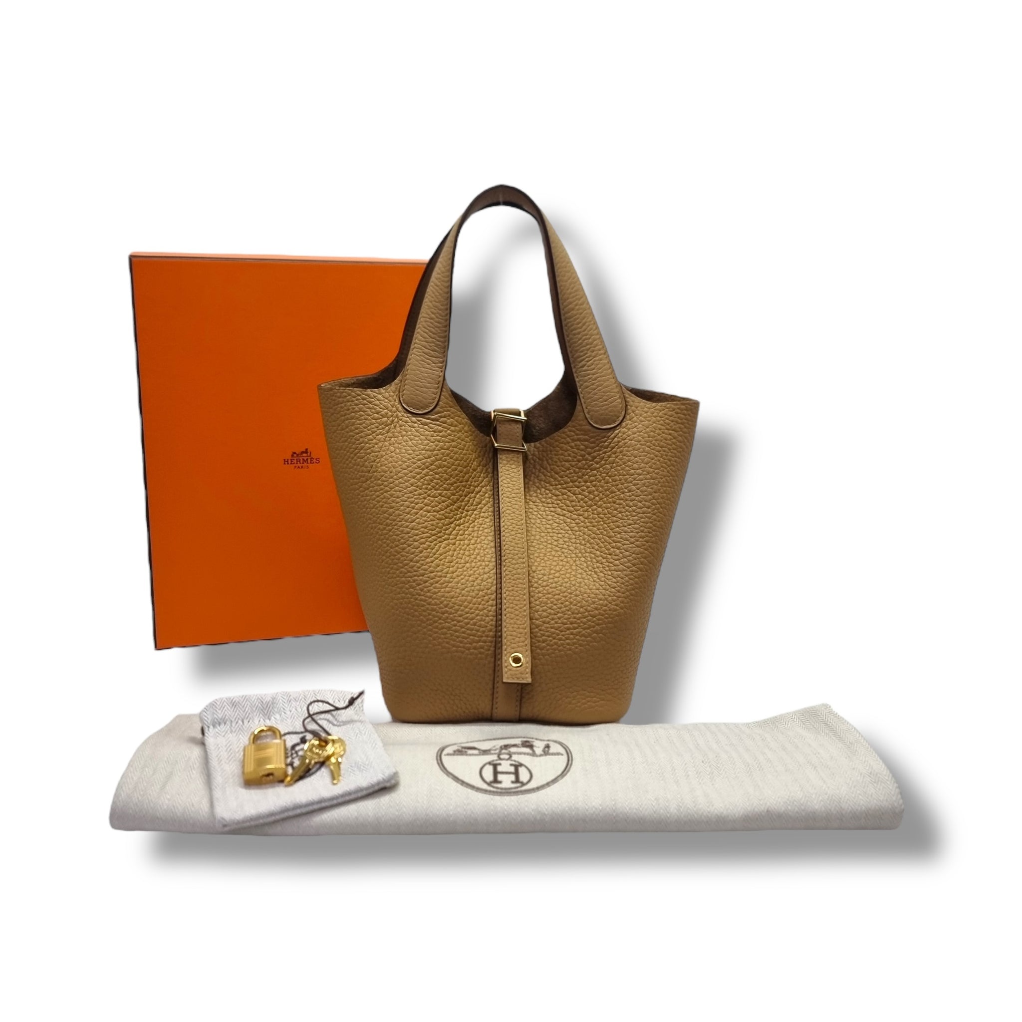 Hermes Picotin Lock 18 Taurillon Clemence Ghw (Biscuit)