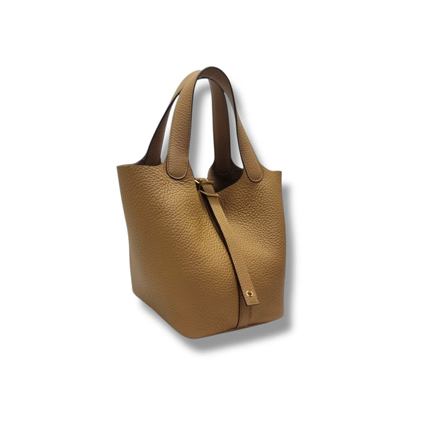 Hermes Picotin Lock 18 Taurillon Clemence Ghw (Biscuit)