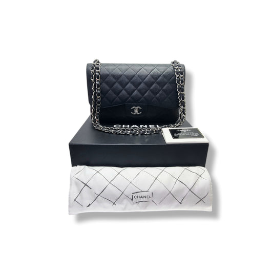 Chanel Classic Jumbo Double Flap Caviar Shw (Black)