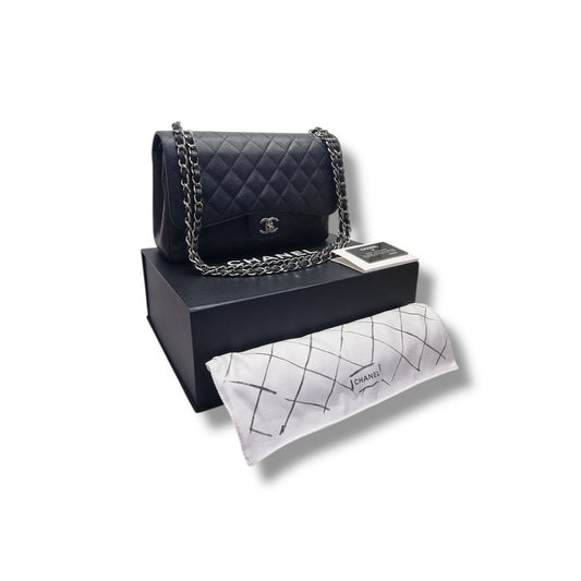 Chanel Classic Jumbo Double Flap Caviar Shw (Black)