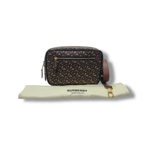 Burberry Men Canvas TB Print Crossbody Ghw ( Bridle Brown)
