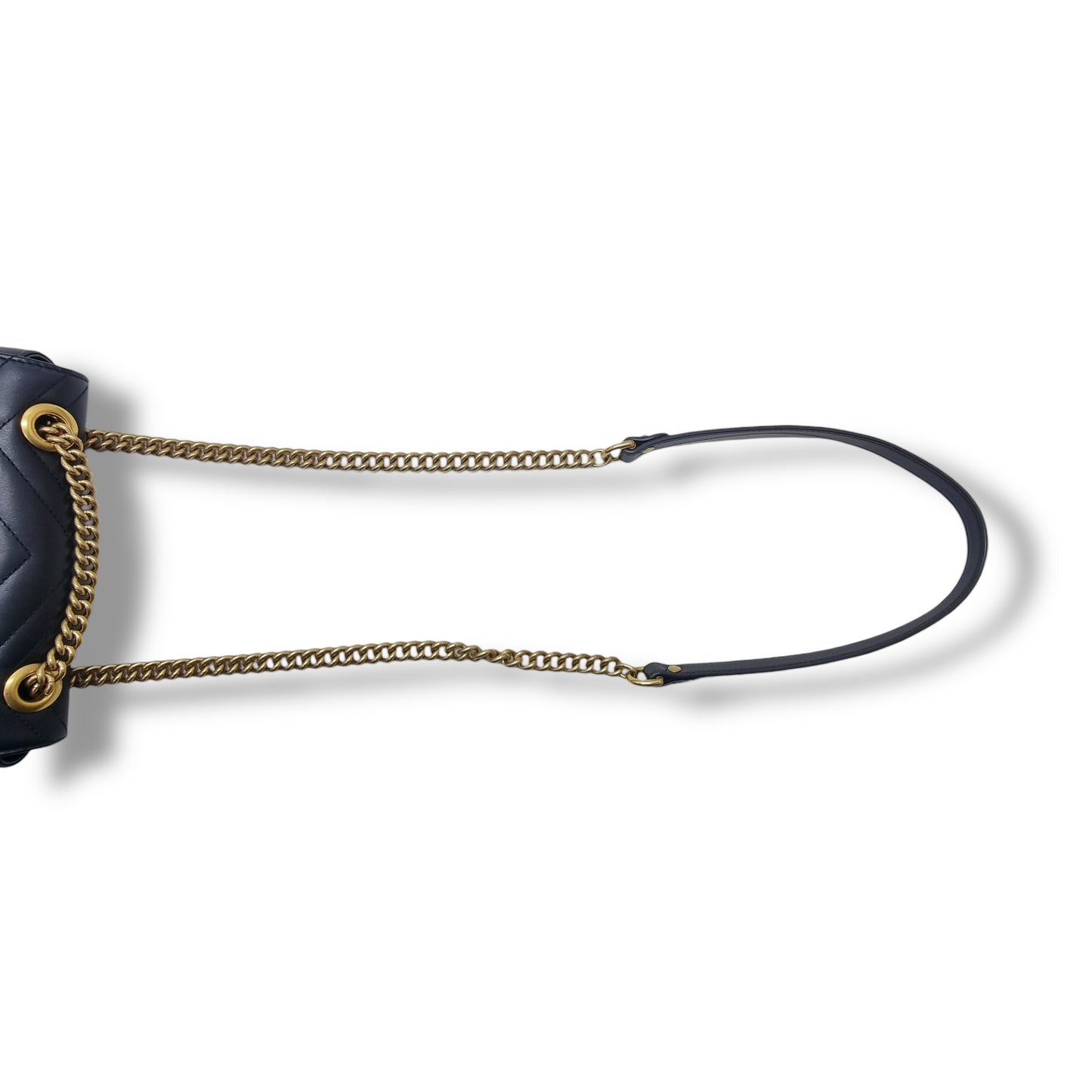 Gucci GG Marmont Small Matelasse Chevron Leather Bag Ghw (Black)