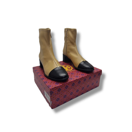 Tory Burch Cap Toe Heel Ankle Boots (Brown/Black)