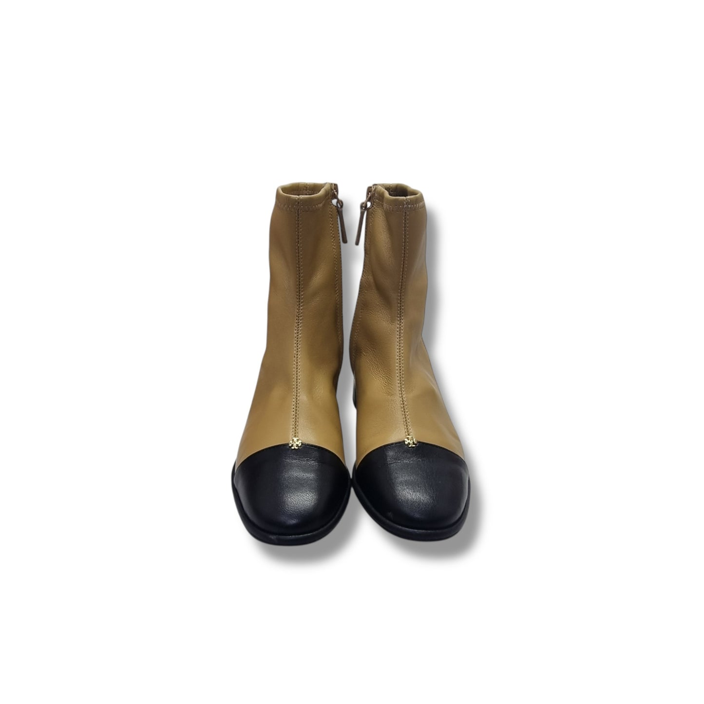 Tory Burch Cap Toe Heel Ankle Boots (Brown/Black)