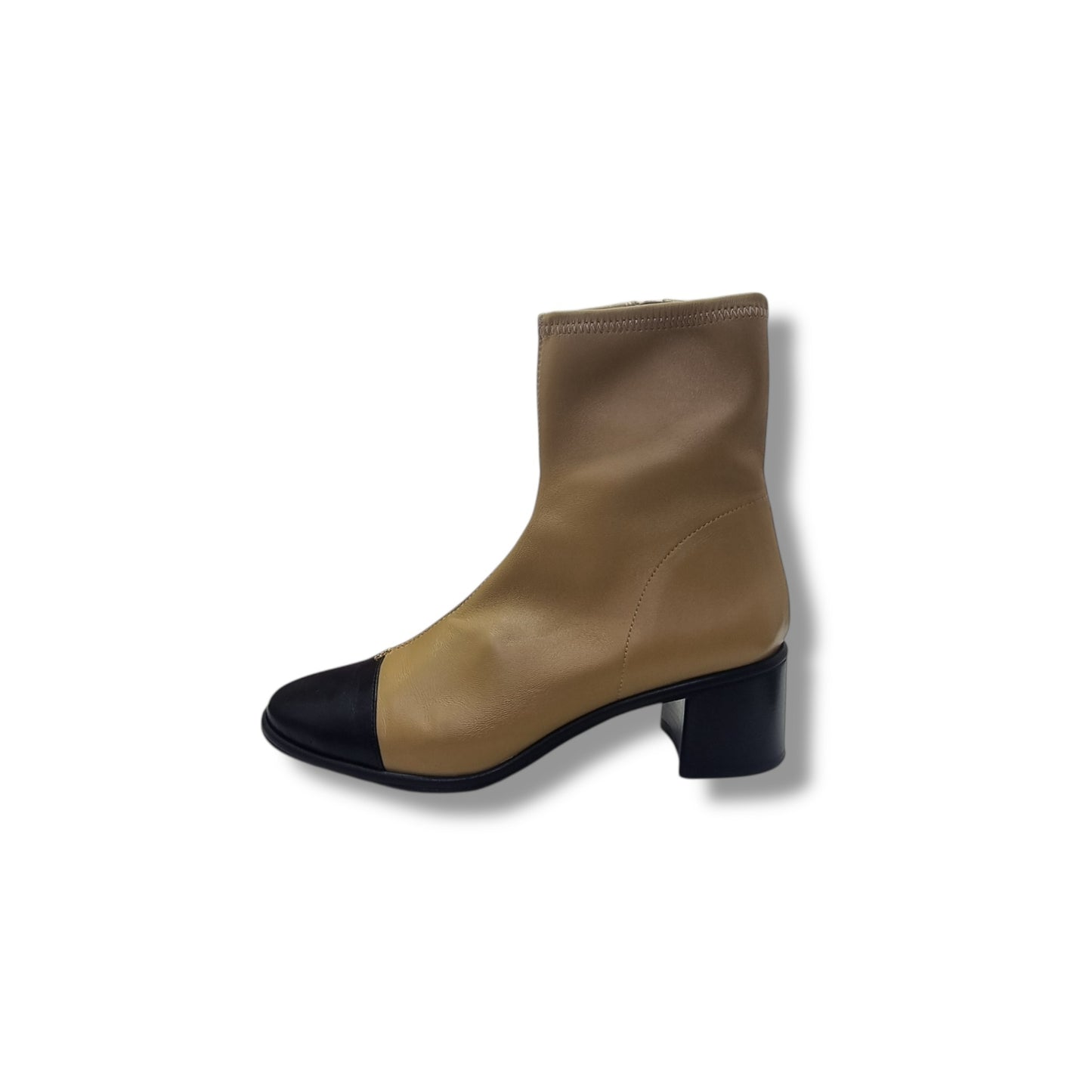 Tory Burch Cap Toe Heel Ankle Boots (Brown/Black)