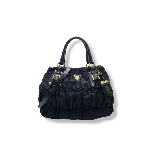 Prada BN1789 Nylon Gaufre Tote Ghw (Black)