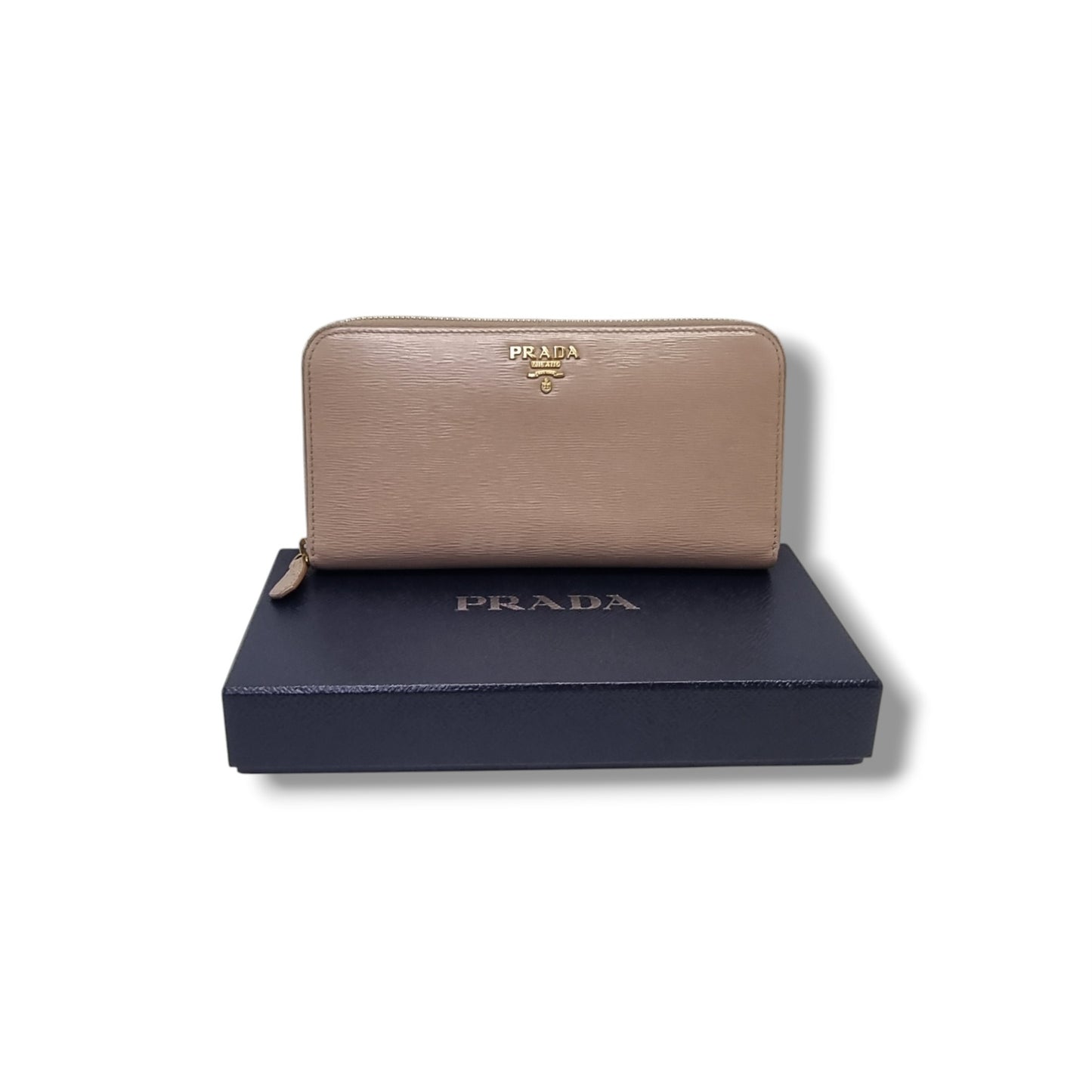 Prada 1ML506 Vitello Move Zippy Wallet Ghw (Beige)