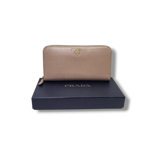 Prada 1ML506 Vitello Move Zippy Wallet Ghw (Beige)