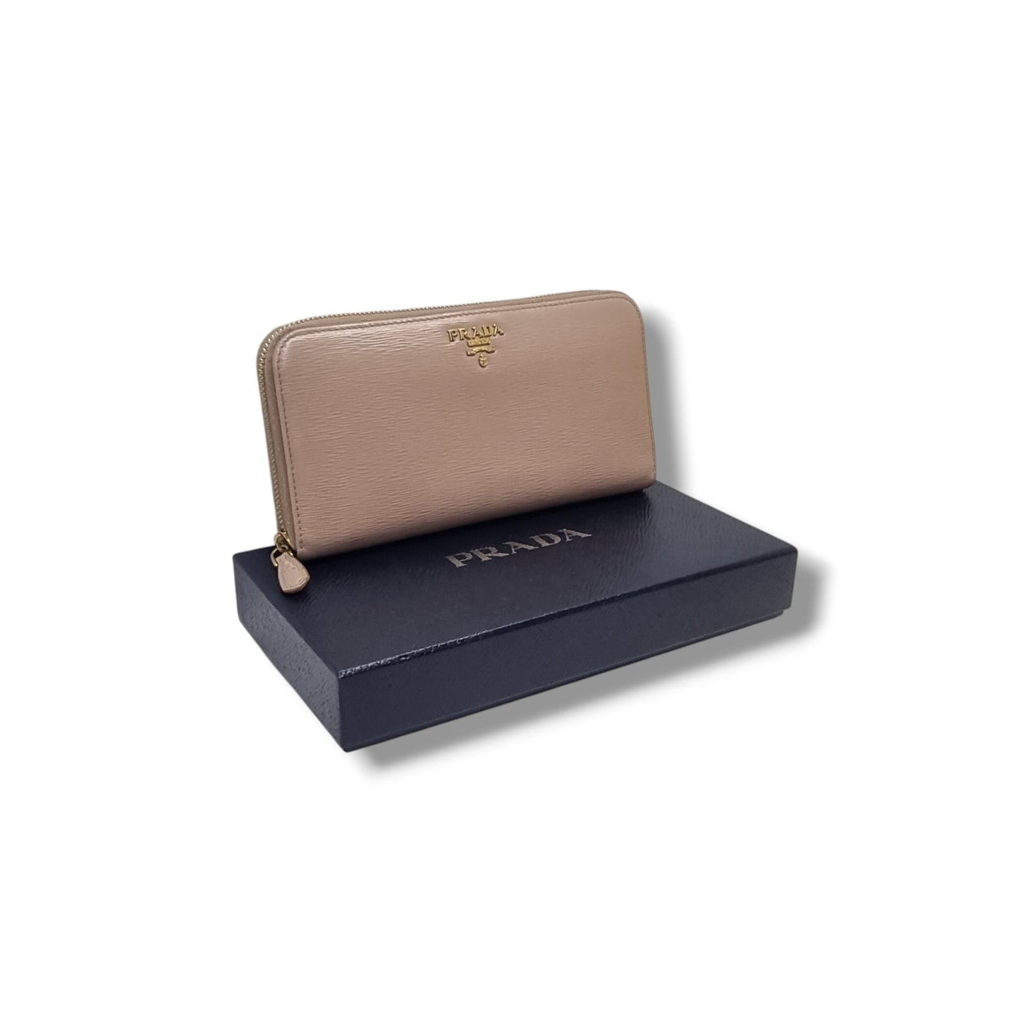 Prada 1ML506 Vitello Move Zippy Wallet Ghw (Beige)