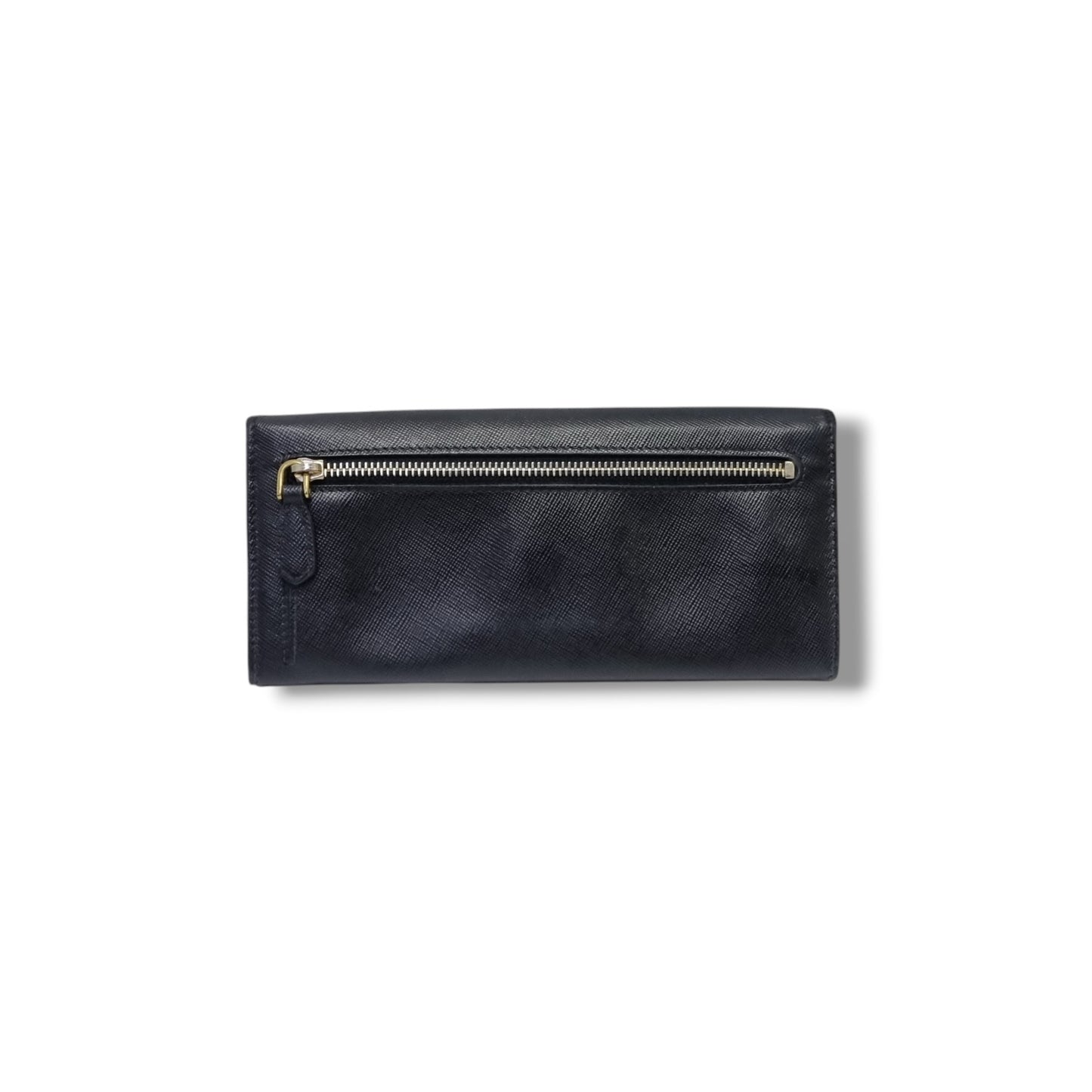 Prada 1M1132 Saffiano Continental Bow Wallet Ghw (Black)