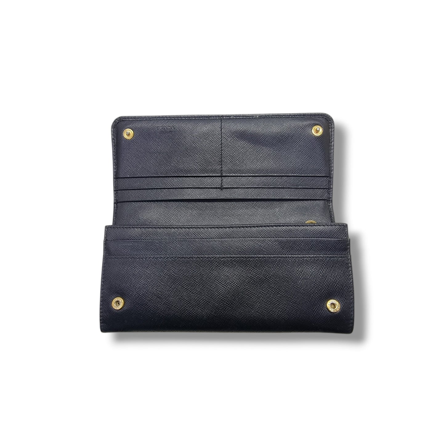 Prada 1M1132 Saffiano Continental Bow Wallet Ghw (Black)