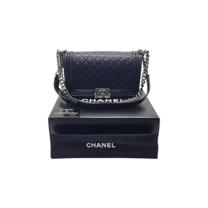 Chanel Boy Old Medium Lambskin Ruthenium Hw (Black)