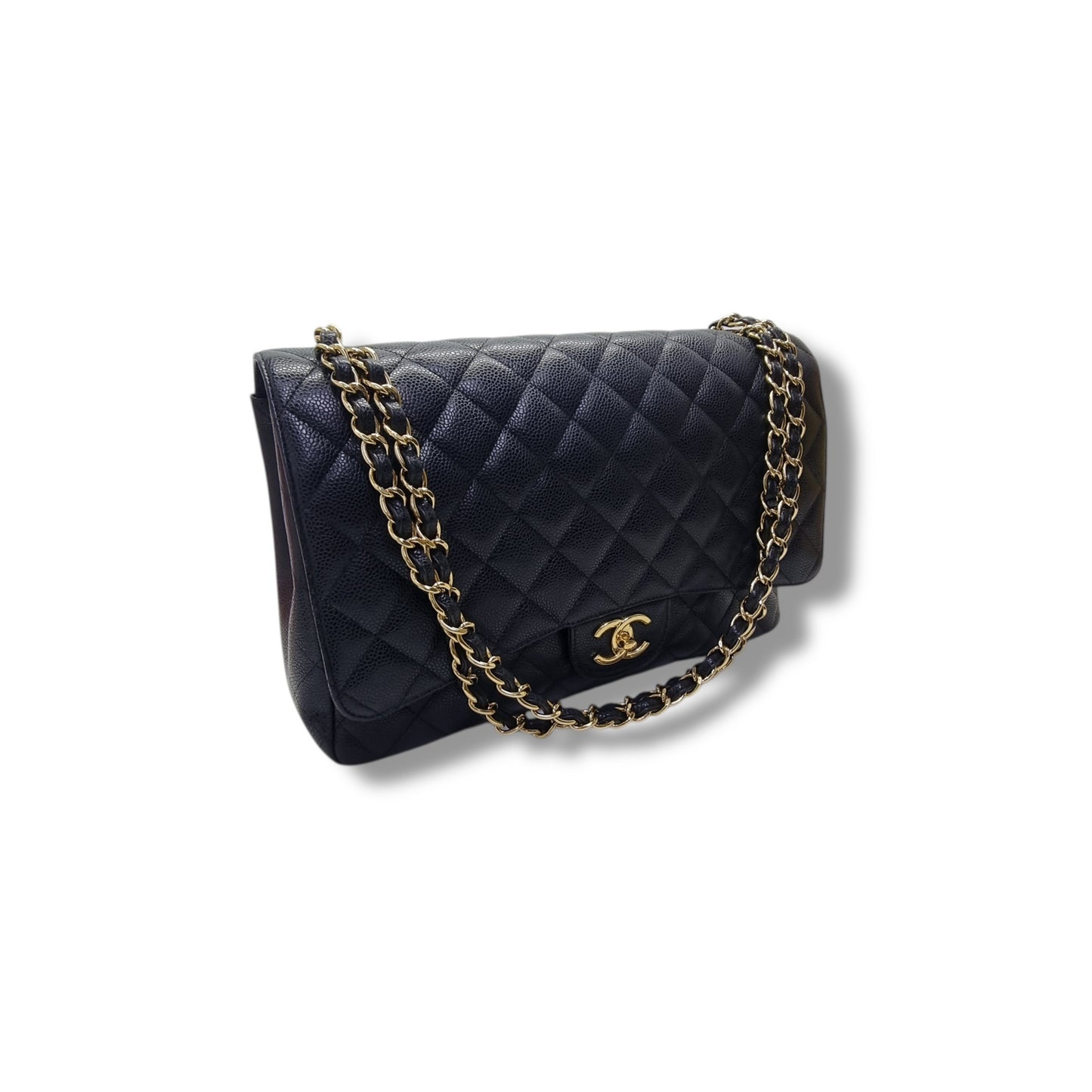Chanel Classic Maxi Double Flap Caviar Ghw (Black)