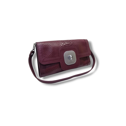 Longchamp Gatsby Shoulder Bag Embossed Crocodile Leather Shw ( Burgundy )