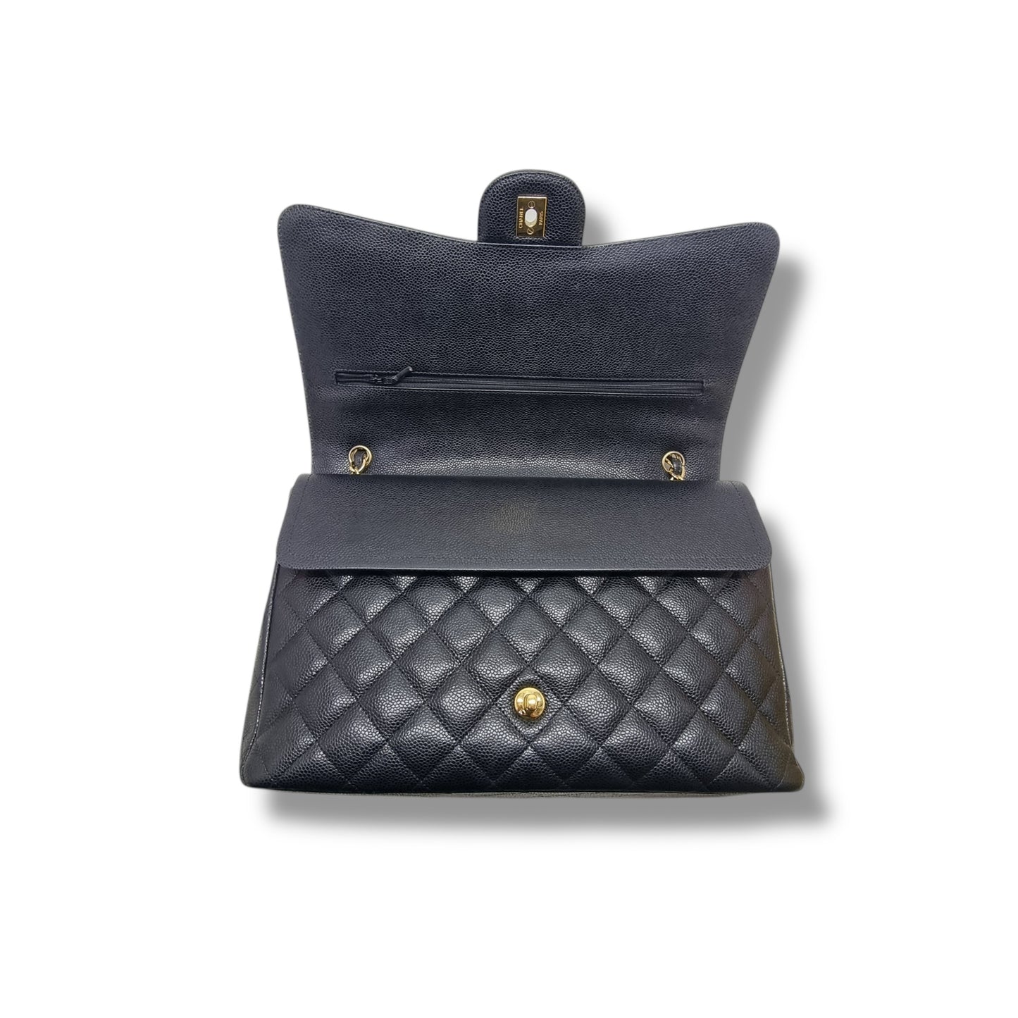 Chanel Classic Maxi Double Flap Caviar Ghw (Black)
