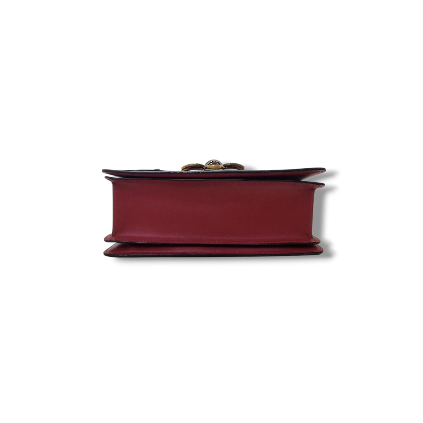 Gucci Queen Margaret Top Handle Leather Tote Antique Gold Hw (White/Red/Navy Blue)