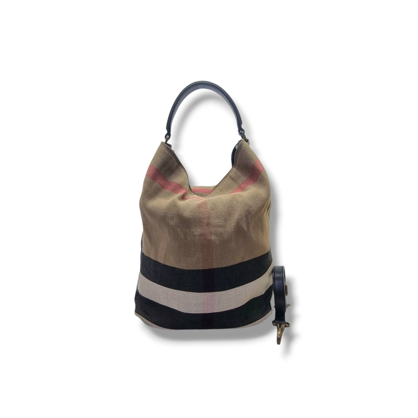 Burberry Susanna Canvas Check Medium Bucket Bag (Black)