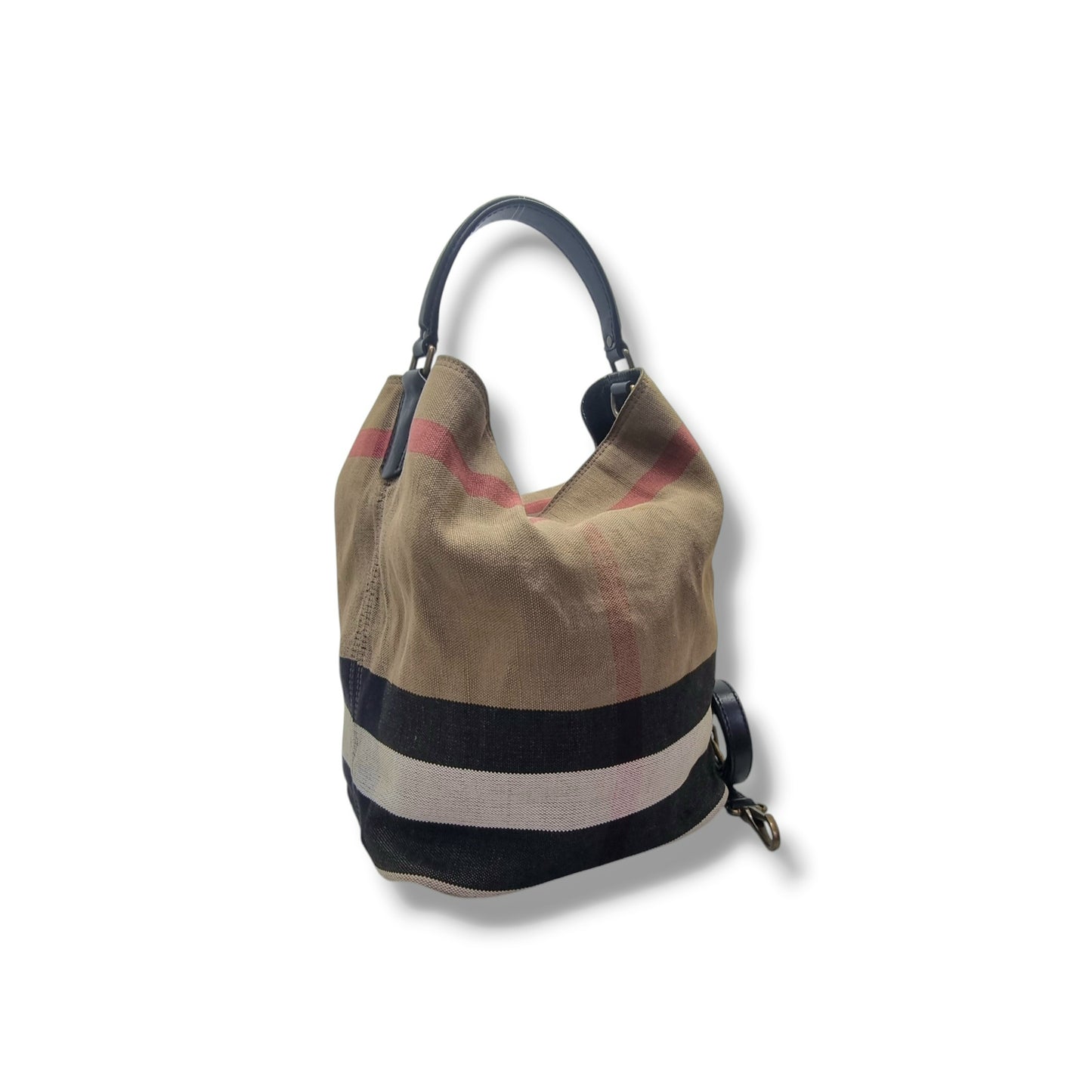 Burberry Susanna Canvas Check Medium Bucket Bag (Black)