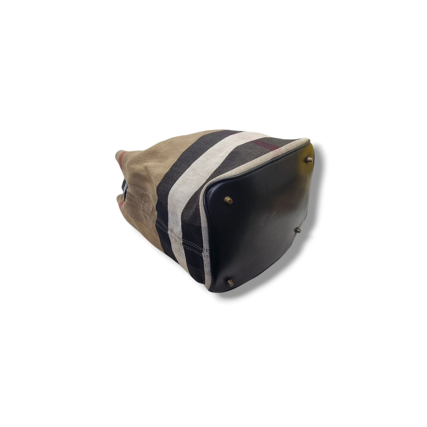 Burberry Susanna Canvas Check Medium Bucket Bag (Black)