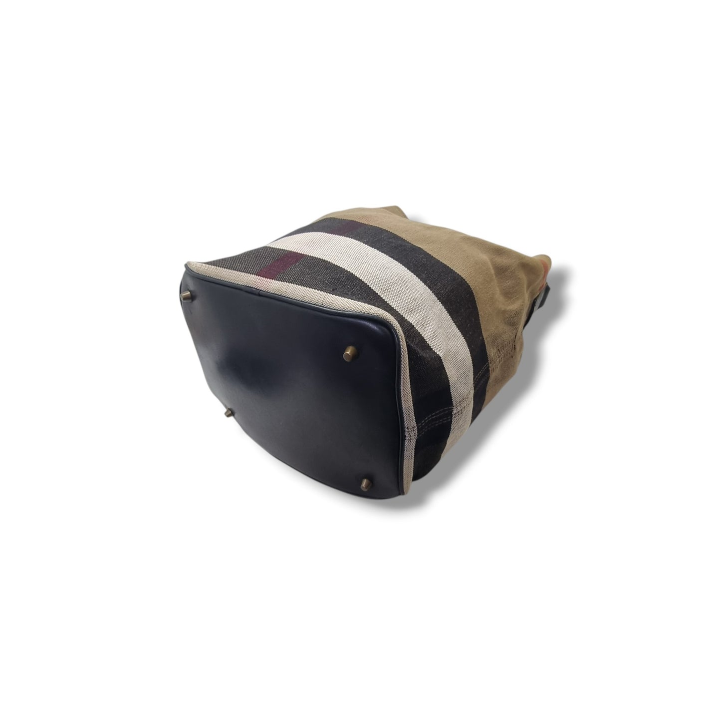 Burberry Susanna Canvas Check Medium Bucket Bag (Black)