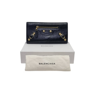 Balenciaga Giant Leather Wallet Ghw (Black)