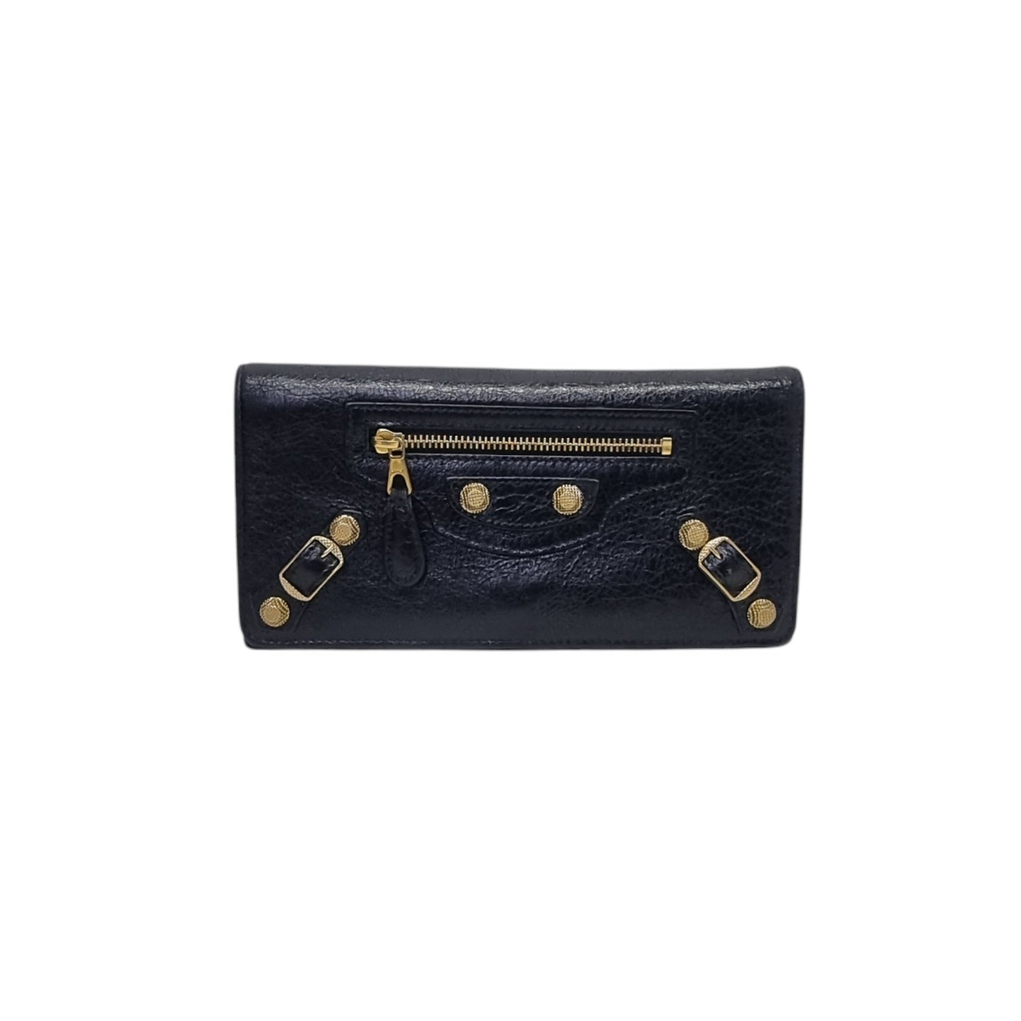 Balenciaga Giant Leather Wallet Ghw (Black)